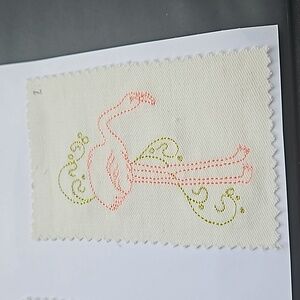 Handmade machine embroidery flamingo patch